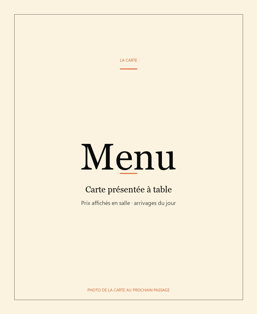Carte Noa Noa Burger, photo de la carte au prochain passage